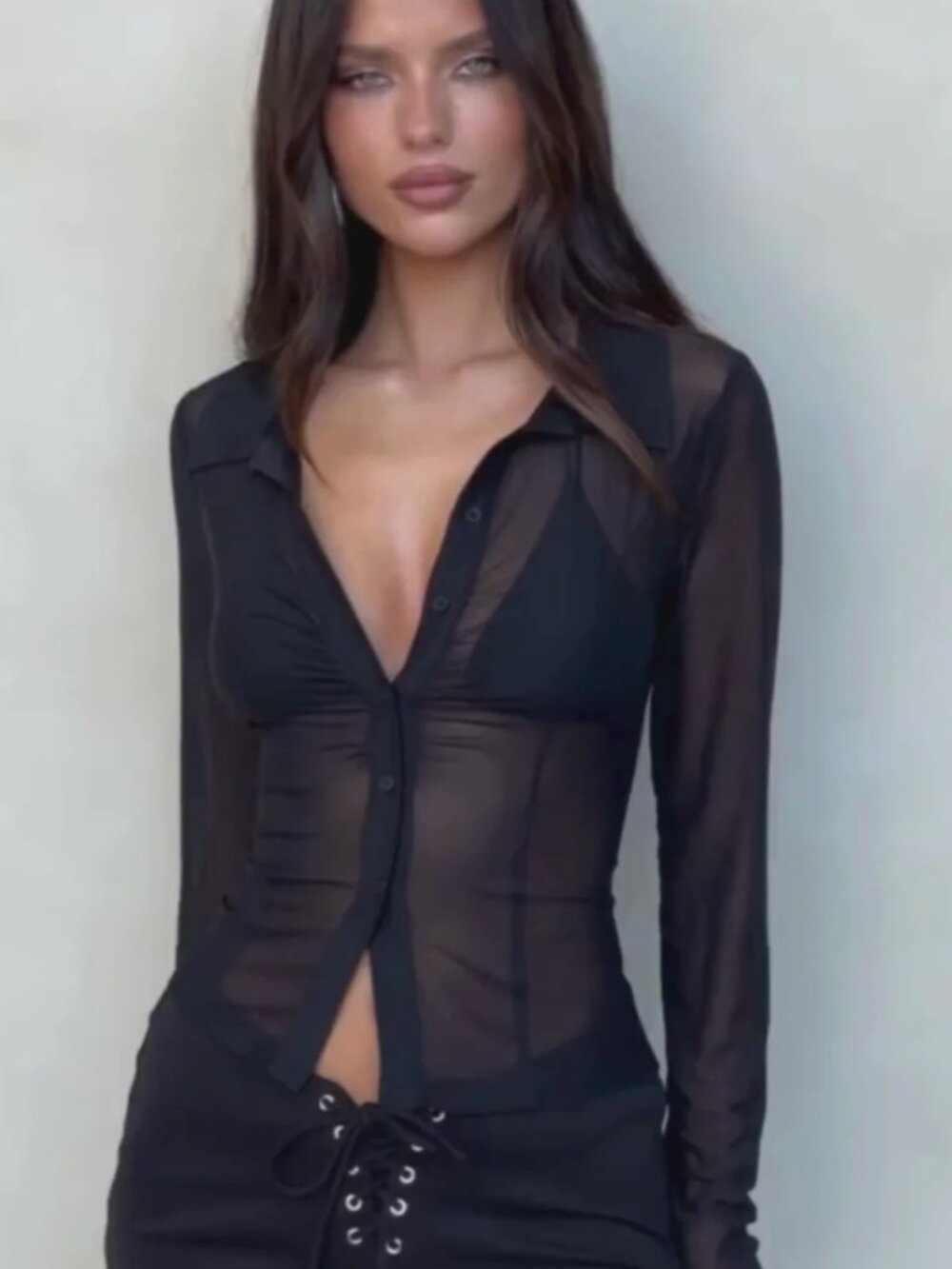Y2K Vintage Forever 21 100% sheer silk top / bows on sleeve